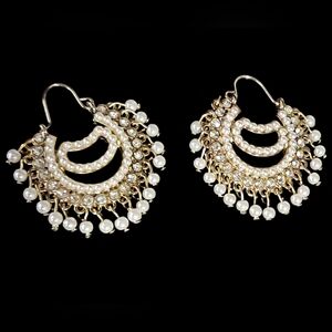 Vintage Bohemian Pearls and Crystals Hoop Earrings ~ NWT